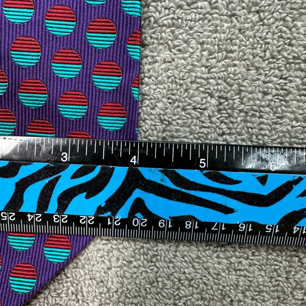 Altea Nordstrom Mens Silk Tie Purple Teal Red Geometric Circle Stripe Italy 57in